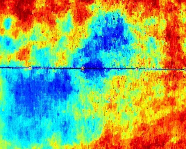 Thermal image water damage on roof