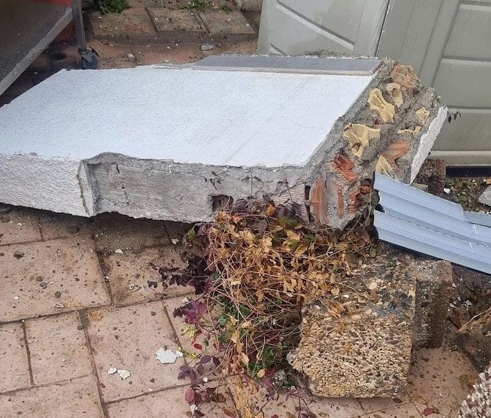 Fallen balcony material, Limassol Cyprus