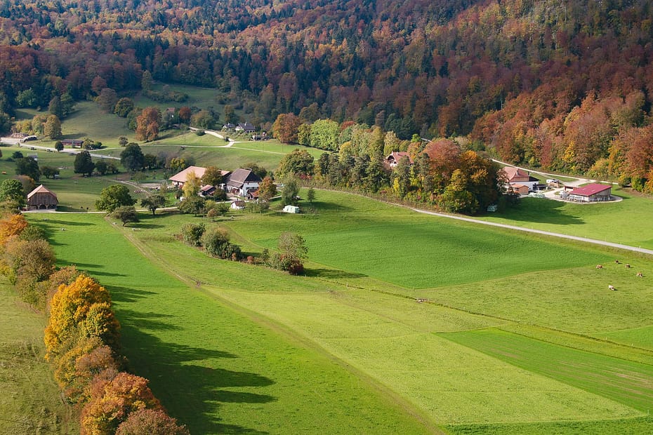 Drone image Switzerland farm